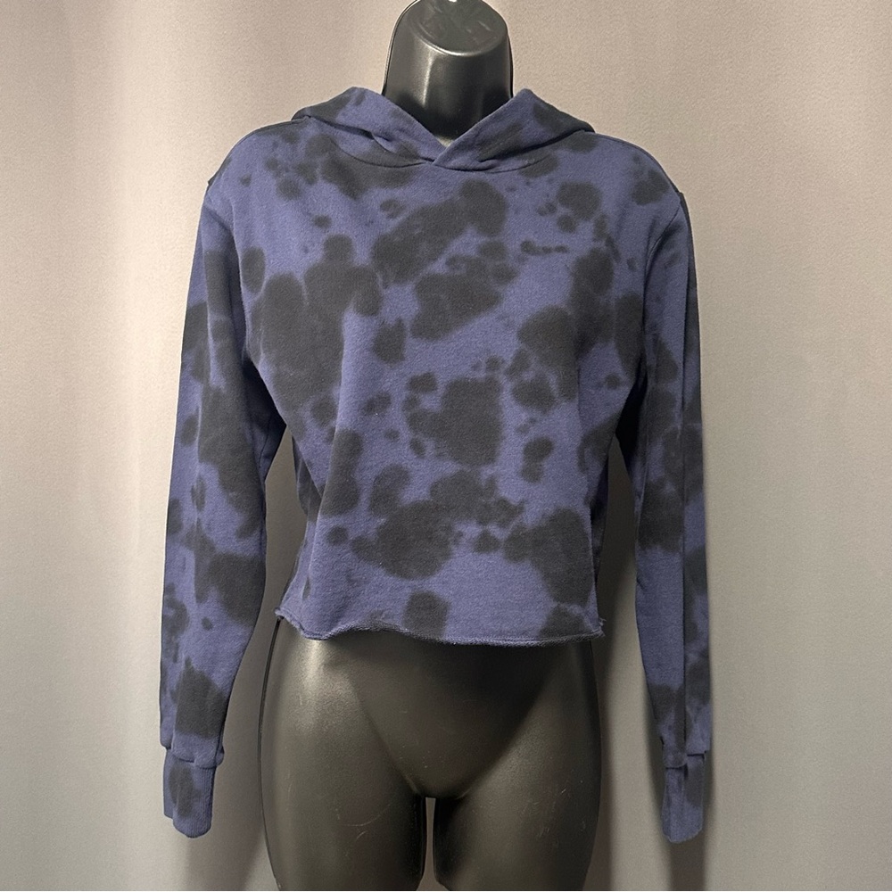 NWT 525 America Blue & Black Tie-Dye Cropped Hoodie - Women Size X-Small